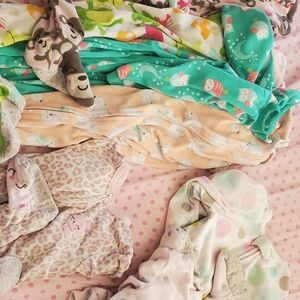 8 Adorable PJs Multicolor Kids One Piece Footie Footsie PJs Bundle Lot Winter
